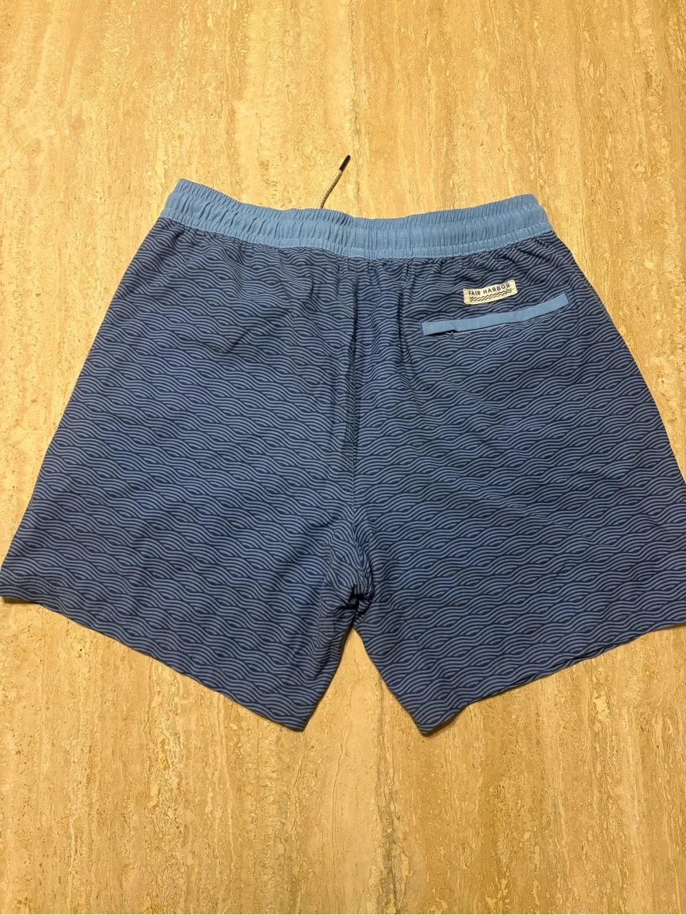 Fair Harbor The Anchor Swim Trunks Mens XL Blue Print BreezeKnit Liner Short